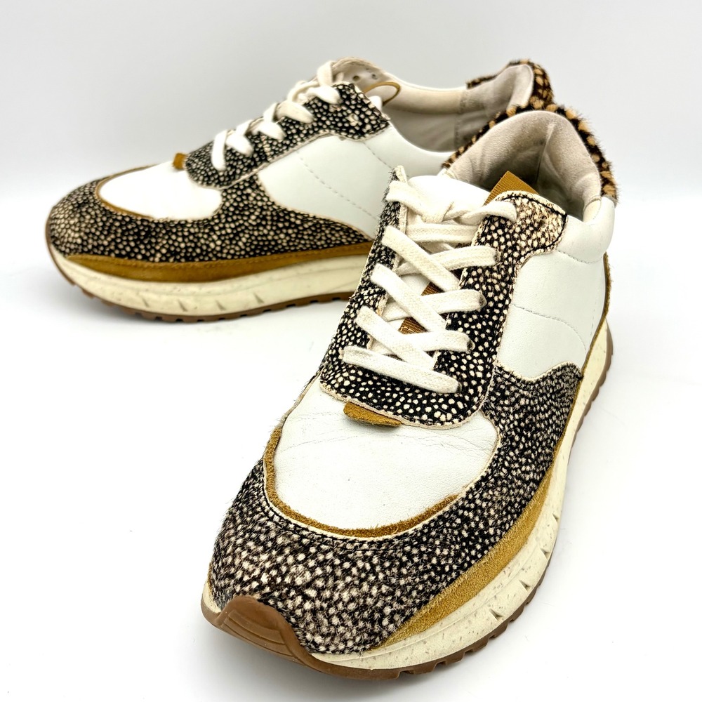 Madewell MWL Cloudlift Sneakers Womens 8.5 Animal Print Calf Hair Cream‎ Leather - Picture 4 of 11